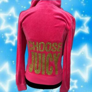 Juicy Couture Pink Hoodie with Gold Glitter Text